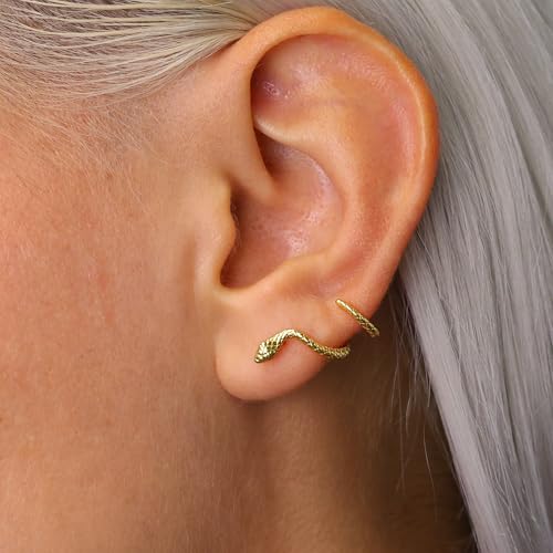 Huggie Earrings for Women-14K Gold/Silver/Black Plated Safety Pin Starfish Butterfly Snake Pearl Bee Earrings for Women Gold Hoop Earrings2