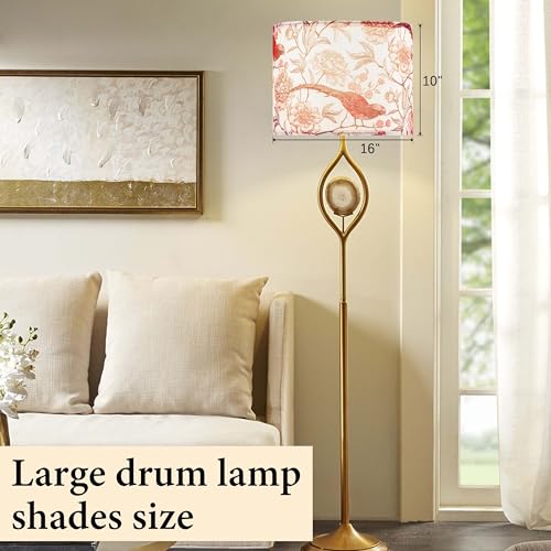 GO&SO Lamp Shades 1Pc,16" D x 10" H,Pink Birds Floral,Large Drum by GO&SO - Used condition - Image 8