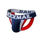 Mens Jockstrap Underwear Wide Belt Athletic Supporter Mens Thongs Sport Underwear Jock Strap (Large, 212navy)