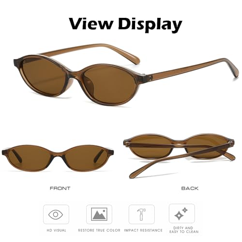 Oval Sunglasses for Women Retro Chic Cat Eye 90s Lightweight Narrow Trendy Sun Glasses4