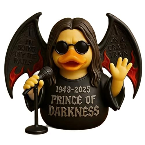 Addcean Prince of Darkness Duck Rock Tribute Duck Collectible Figurine Resin Novelty Duck Ornaments Jeeps Ducking Cute Shelf Home Office Decor for Music Lovers & Collectors