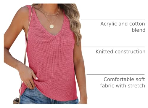 Image of Tutorutor Womens V Neck Sweater Tank Tops Summer Crochet Knit Vest Top
