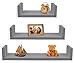 Greenco Set of 3 Floating U Shelves, Gray Finish