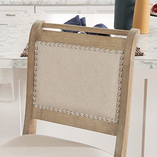 Linon Home Decor Products Newton Natural Counter Stool, Grey Wash - Thumbnail 7