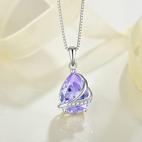 Teardrop Jewelry Set for Women 925 Sterling Silver Alexandrite Necklace and Earrings Set June Birthstone Jewelry Gifts for Her3