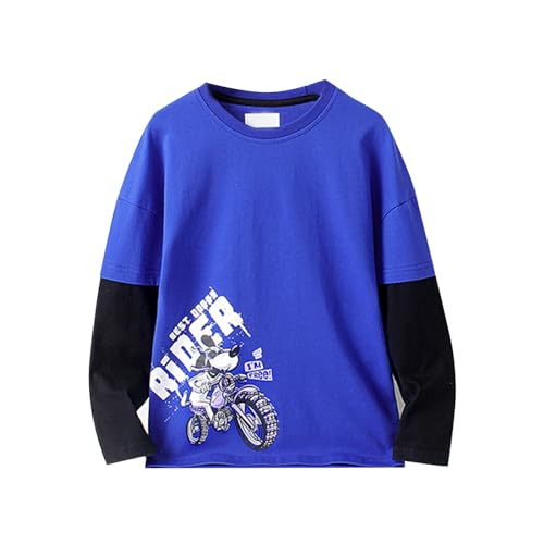 Youth Solid Classic Hoodies Children's Clothing Autumn New Children's Long Sleeve T Shirt Big for (Blue, 8-9 Years)