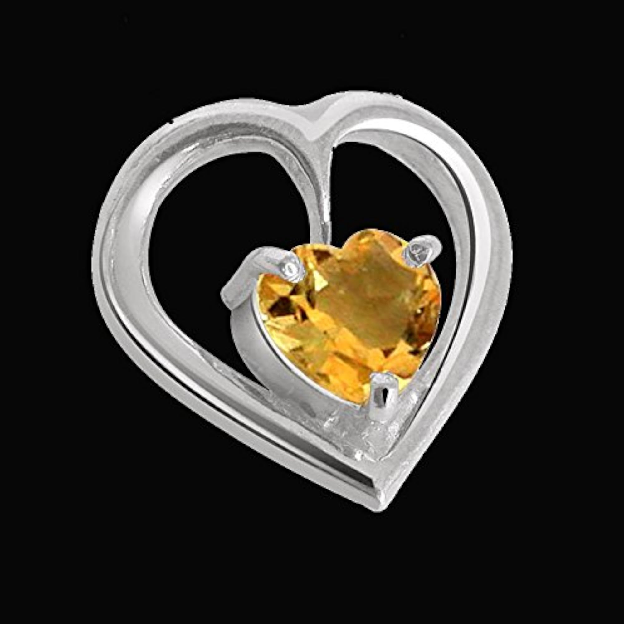 Girls' Heart Shape Golden Topaz & Sterling Silver Pendant