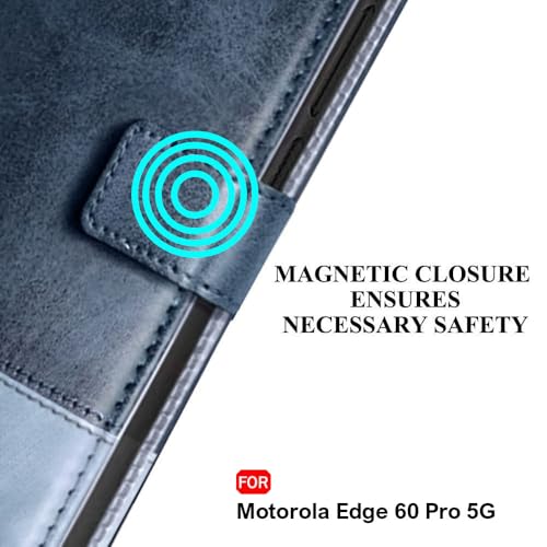 Image of TheGiftKart Flip Back Cover Case for Motorola Moto Edge 60 Pro 5G | Dual-Color Leather Finish | Inbuilt Stand & Pockets | Wallet Style Flip Cover for Moto Edge 60 Pro 5G (Faux Leather, Blue & Sky)