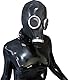 GREEFEI Latex Schwarze Gasmaske,Gummi Vollmaske Unisex Reißverschluss Rückseite,Halloween Kostümzubehör Cosplay Partykostüm M