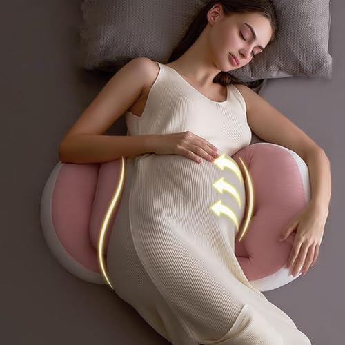 Image of Proliva Maternity Pillow | Dual Pregnancy Wedge Pillows for Back & Belly Support | Adjustable Butterfly Design | Travel-Friendly Pregnancy Pillow | Hypoallergenic Organic Cotton Cover (Baby Pink)