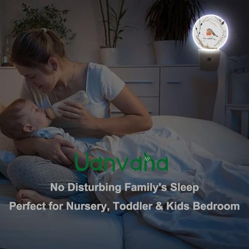 Image of Cute Bird Plug-in Nightlight Robin Bird Nest on Tree Branch Farmhouse Night Lights Plug into Wall with Dusk to Dawn Sensor for Home Bedroom Bathroom, 0.5W Sleep Friendly