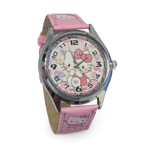 LuminaLux Girls Analog Quartz Watch, Colorful Leather Strap for Girls, Gift for 3-10 Year Olds, Hello Kitty, Disney Princess, Packed in Colorful Box Gift