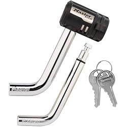 Master Lock Receiver Lock, 1/2 in. and 5/8 in. Swivel Head, Weather Resistant Trailer Coupler Locking Hitch Pin with Keys for Protecting Trailers, RVs, 2866DAT