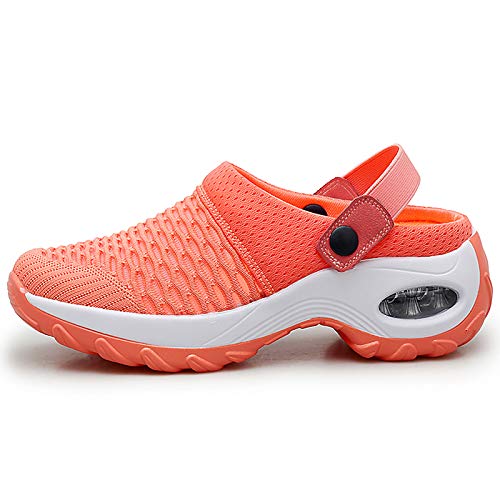 Image of Trsorini Mules Clogs for Women Summer Air Cushion Platform Mesh Mules Sneaker Sandals for Female Lightweight Beach Shoes Outdoor Slippers Walking Shoes