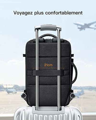 Inateck 40l Sac A Dos Voyage Cabine Sac A Dos Voyage Avion Antivol Bagage A Main A 2 Poignees Sac Ordinateur Portable 156 17 Pouces Avec Housse De Pluie Sac A Dos Homme Et Femme Noir