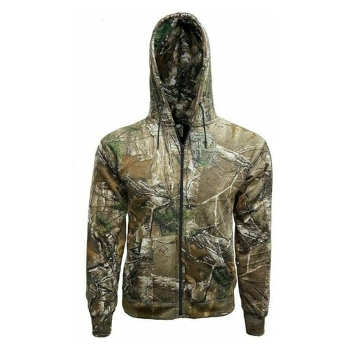Image of Zaif & Hari Mens Jungle Print Hoodie Camouflage Fishing Hunting Fleece Zip Hoodie Jacket Longsleeves Zipper Sweatshirt Plus Sizes S-5XL(XL)
