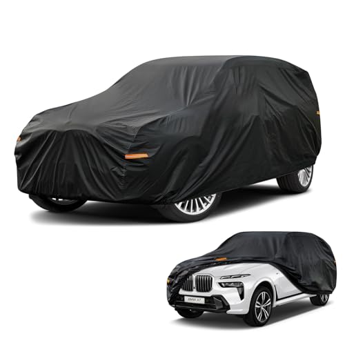 Image of Kayme 7 Layers SUV Car Cover Custom Fit for BMW X7 (2018-2025) Waterproof All Weather for Automobiles, Outdoor Full Cover Rain Sun UV Protection.Black