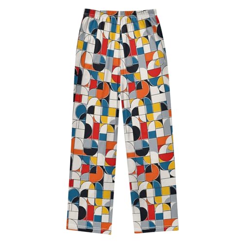 Pajama Pants Lounge Sleep PJ Bottoms Sleepwear Elastic Waist Drawstring S Multi Color Geometric2