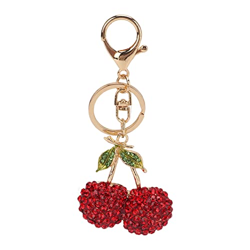 Pssopp Rhinestone Keychain Cherry Key Ring Stylish Pendant Cute Fashion Hanging Pendants for Car Purse Backpack(Red)