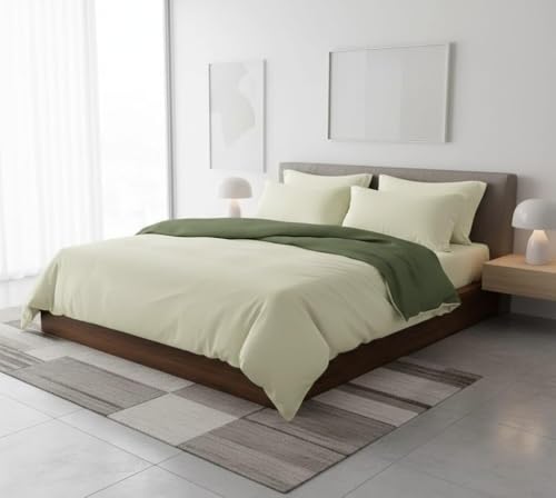 Image of Dual Tone Reversible Ultra-Soft Heavy Glace Cotton AC Comforter Double Bed | 90x100 Inch |Filled with Pure Microfiber | All-Season Premium Comforter (Mist Green)