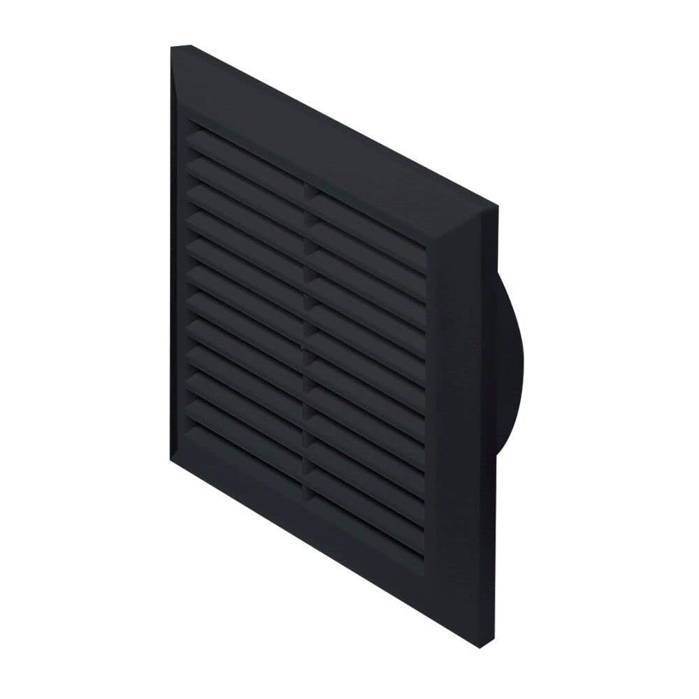 Prostko Ltd Black Air Vent Grille - 170Mm X 170Mm - With 100Mm Duct Pipe Hose Connection - External And Internal Ventilation Cover.