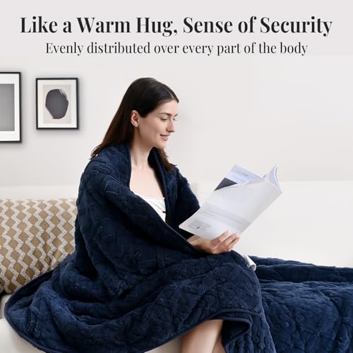 Image of Topblan Weighted Blanket for Adults, 60 inch x 80 inch 15lbs, Soft Sherpa Queen Size Heavy Blanket with 3D Jacquard Flannel Fleece Weighted Blankets for Couch and Bed