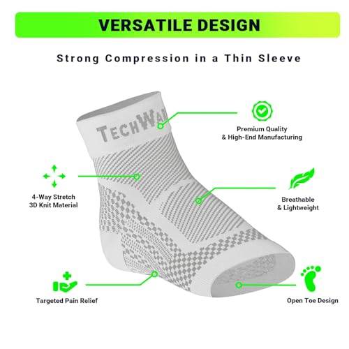 Image of TechWare Pro Ankle Brace Compression Sleeve - Plantar Fasciitis Sock. Relieves Achilles Tendonitis. Foot Arch Support Reduces Joint Pain, Swelling & Heel Spur Pain. Injury Recovery Braces for Sports