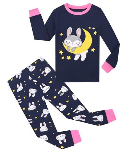 Benaive Kids Easter Pajamas Boys Girls Bunny Easter Pjs Long Sleeves Set 100% Cotton Novelty Children Sleepwear 2 Pieces
