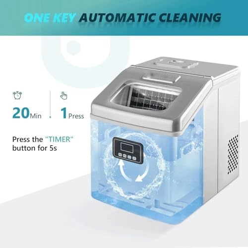 Máquina fabricadora de hielo de mostrador, 40 lb/24 h, portátil y compacta con auto-limpieza, cuchara y canasta para hielo miniatura 3