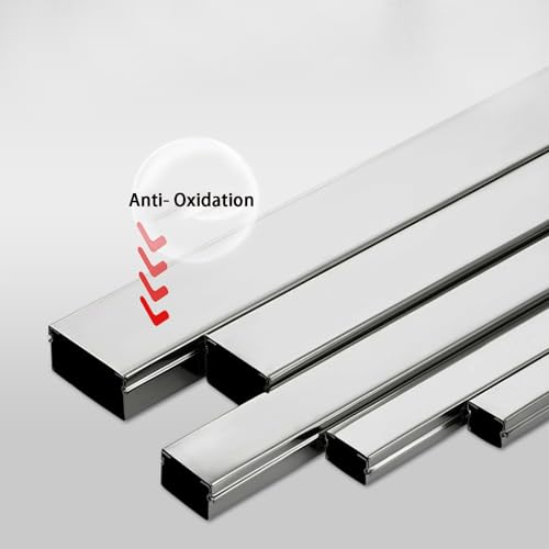 Canaleta para cables de acero inoxidable RSBFER, 1 m, cuadrada, protector de cables de superficie, con orificios de montaje, para tiendas minoristas y gimnasios, 50x50x0.6 mm miniatura 4