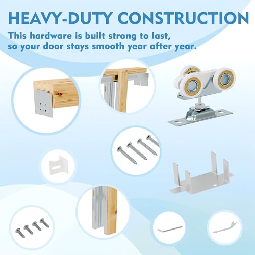 Kit de marco para puerta corredera de bolsillo 24" x 80" con mecanismo de cierre suave bidireccional de 120 lbs, herrajes para puertas de 24" a 36" de ancho, instalación fácil y deslizamiento silencioso miniatura 4