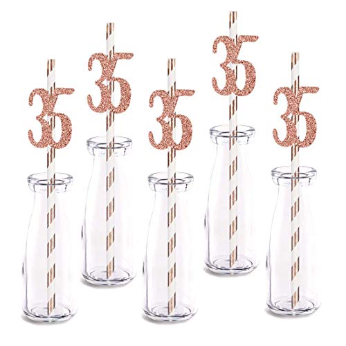 Pitillos Decorativos Rose Gold Glitter 24 pzas miniatura 1