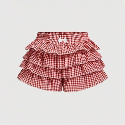 Image of Women Layered Gingham Shorts Cute Bloomers Plaid Shorts | Gingham Ruffle Shorts, Polka Dot Mini Bloomer Shorts, Micro Boyshorts, Tiered, Checkered, Lolita Outfits, Going Out