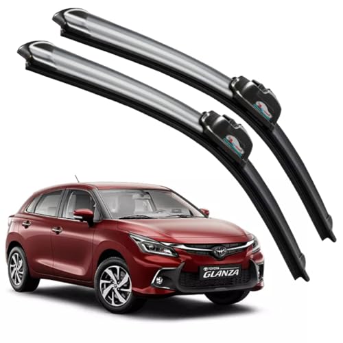 Image of Frameless Rubber Car Wiper Blades Set of 2 Compatible with (Glanza (Model : 2018-2020) (D-21,P-18))