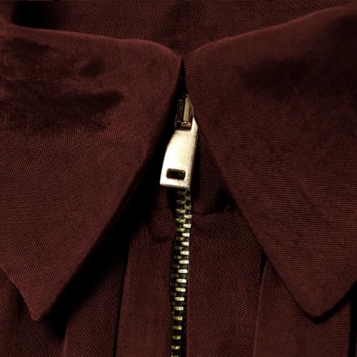 Women's Puffed Bomber Jacket Oversized Blouse with Lapel Collar Zipper Batwing Long Sleeves Casual Loose Fit Tops4