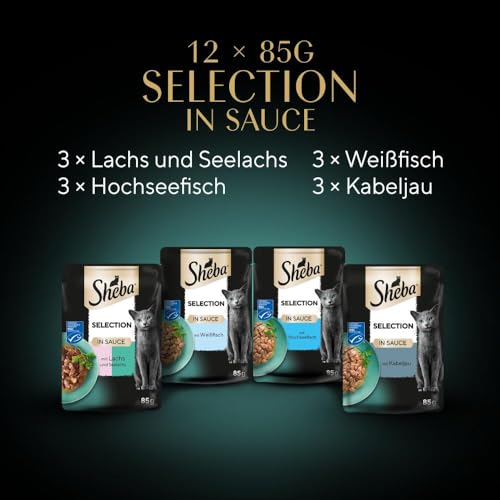 Sheba Selection Katzen Nassfutter im Portionsbeutel Fisch Variation (MSC) in Sauce Multipack 4x12x85g