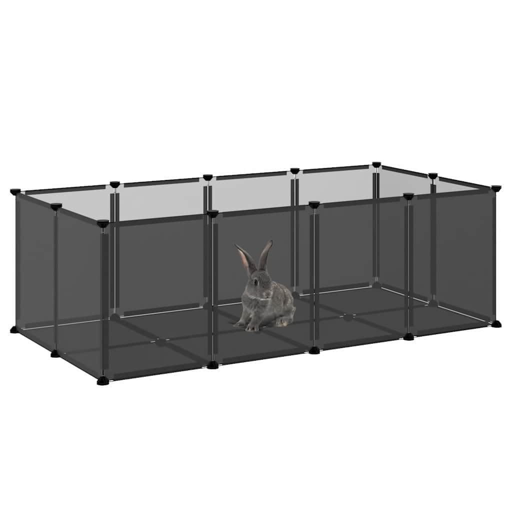 Jaula negra para animales pequeños, 144 x 74 x 46,5 cm, de polipropileno y acero, para casa de roedores con bandeja de suelo, interior o exterior para conejera y hámster