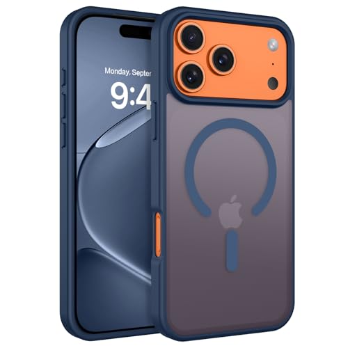 Image of BENTOBEN Magnetic for iPhone 17 Pro Max Case 6.9 inch 2025, [Compatible with Magsafe] Cute Slim Frosted Matte Military Shockproof Protective Bumper Girl Men Phone Cover for iPhone 17 ProMax, Deep Blue