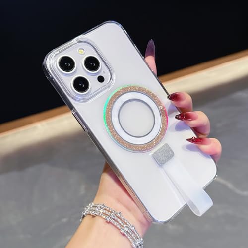 Coque magnétique de luxe pour iPhone 16 Plus, protection robuste et paillettes dorées premium
