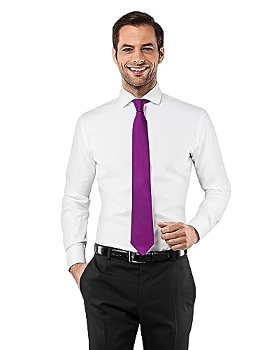 Vincenzo Boretti Chemise Homme, Coupe cintrée Slim-fit, Tissu Infroissable et agréable à Porter, 100% Coton, Manches-Longues, col Italien, Unie Blanc 43-44