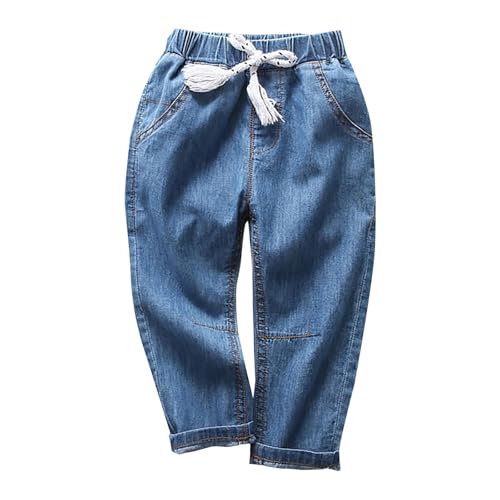 BILIKEYU Toddler Little Boys Casual Denim Pants Pull on Elastic Waist Lightweight Breathable Jeans with Pockets