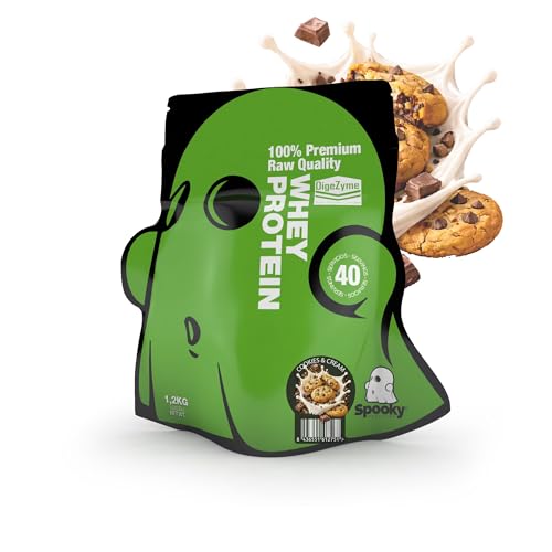 SPOOKY NUTRITION Whey Protein 1,2kg Sabor Cookies & Cream | Proteína de Suero en Polvo con DigeZyme® | 40 Servicios | Protein Powder para Masa Muscular y Recuperación