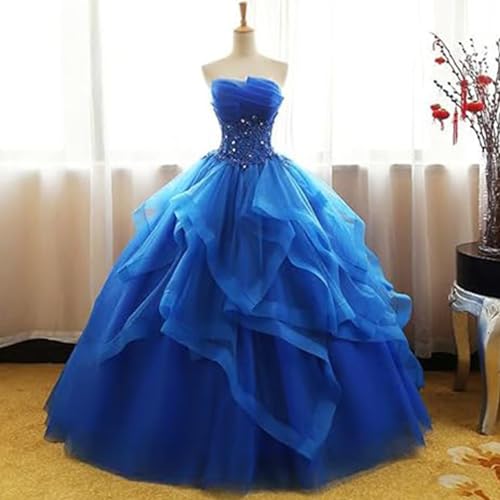 blue dress Quinceanera Dress Strapless Lace Up Party Prom off The shoulder Formal Ball Gown Classic Lace Princess2