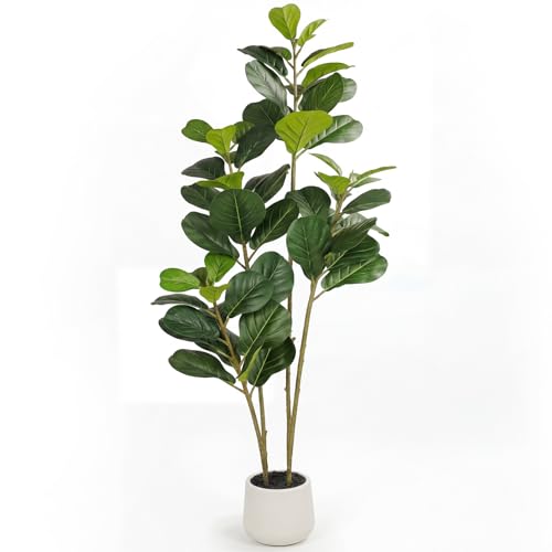 6FT Artificial Fiddle Leaf Fig Tree for Indoor Home Office Decor-Realistic Fake Ficus Tree in Black...