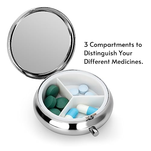 Image of Soleebee Bling Crystal Pill Box, Portable 3 Compartments Daily Pill Organizer, Small Travel Pill Case for Purse or Pocket, Medicine Vitamin Pill Container Organizer (Pink)
