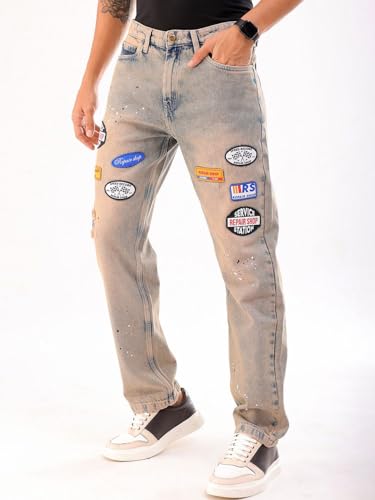 Image of The Indian Garage Co Men Vintage Straight Fit Solid Mid-Rise Jeans