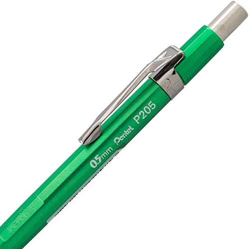 Pentel Sharp Mechanical Pencil, (0.5Mm), Metallic Green Barrel, Box Of 12 (P205Md) #TOP3
