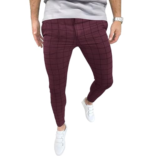 Men's Commuter Slim Business Pants Outdoor Daily Temperament Sweatpants Trendy Lightweight Plaid Pants