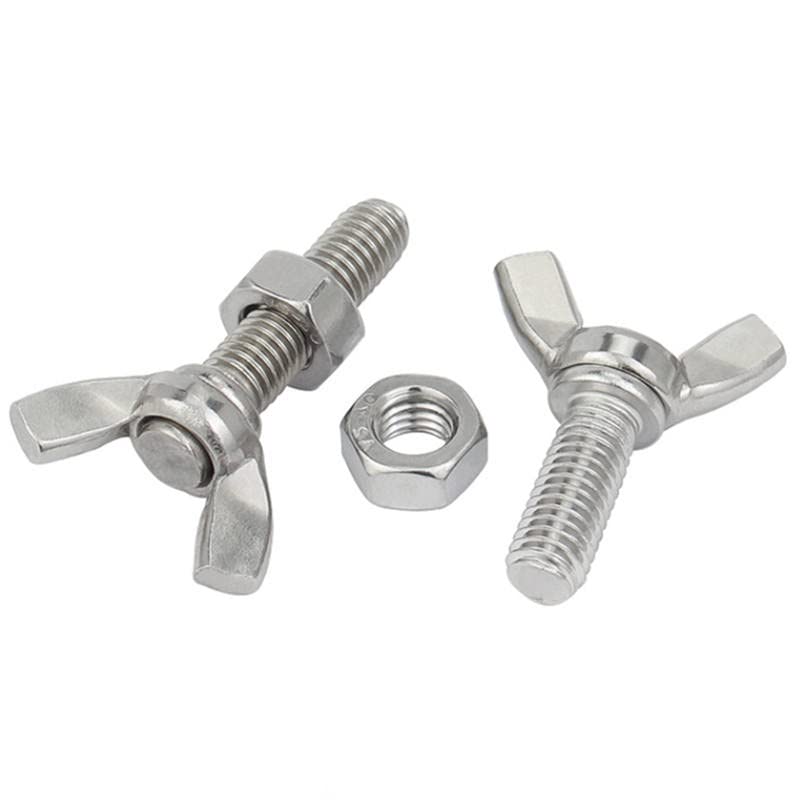 Image of Rely⇒VP INDUSTRIES (Combo Set -10 Pcs) M8x40 mm Butterfly Wing Thread Screw with Hex Nut | Wing Screw Fasteners Butterfly + Nut for Joining Wood Boards, Cabinets, Cupboards,Chairs & Beds