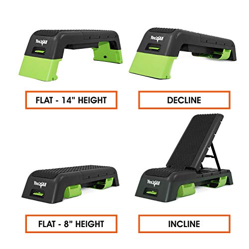 Yes4All Multifunctional Fitness Aerobic Step Platform/Aerobic Deck, Household Step Workout Bench for Home Gym (Green/Black), B. Green/Black